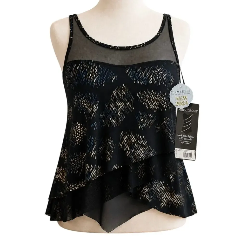 Miraclesuit Mirage Iridium Tankini Top Swim 8 NWT